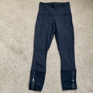 Black Lululemon Leggings with Zipper Detail